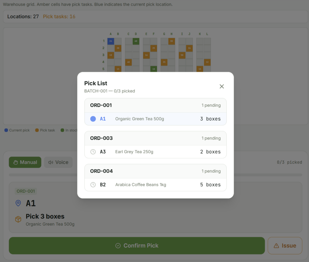 Оператор будет готовить три заказа в одной партии