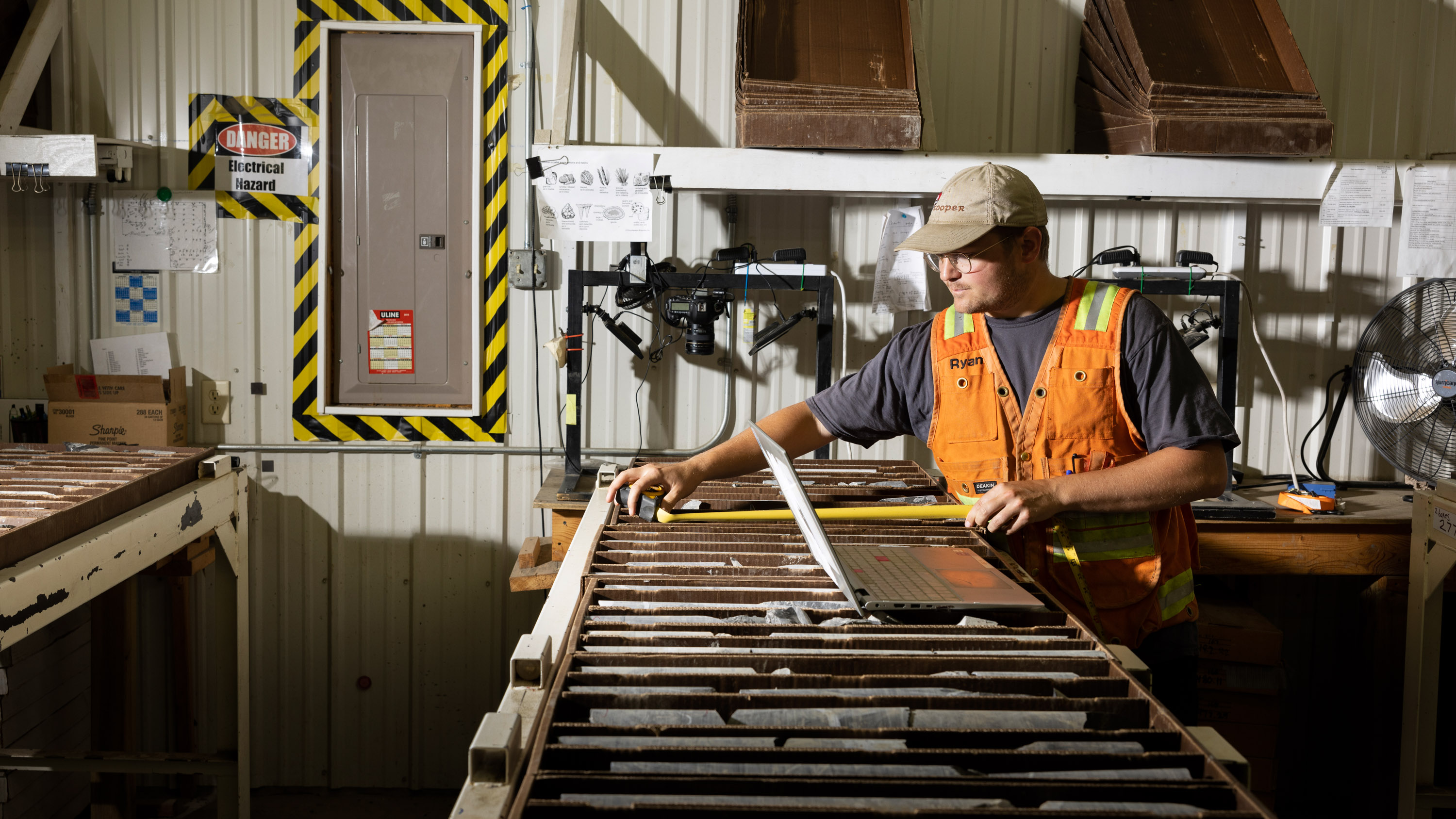 Ryan Willgosh of Talon Metals logs samples