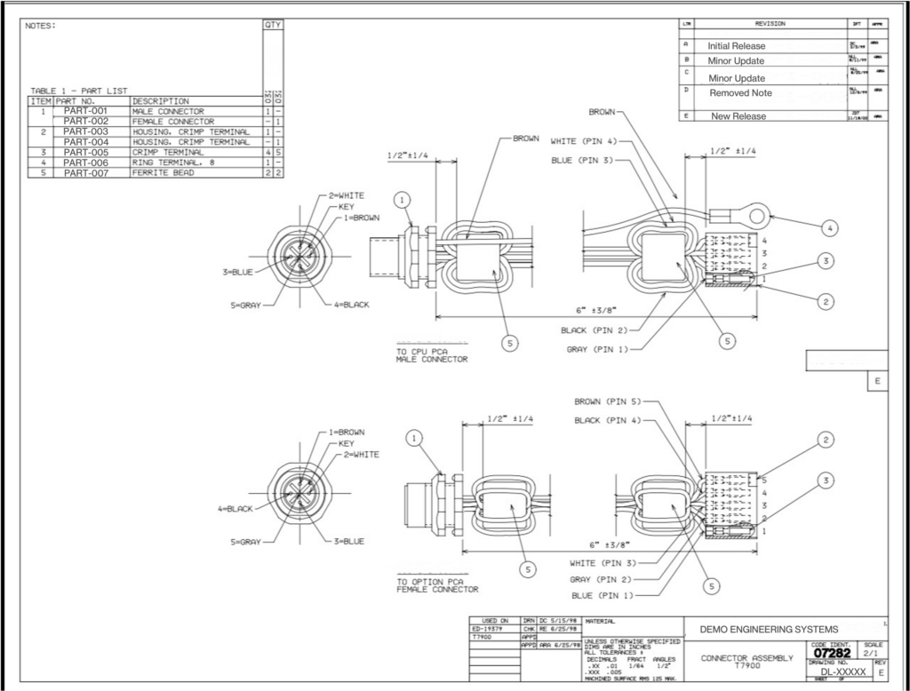 Инженерный чертеж с аннотациями